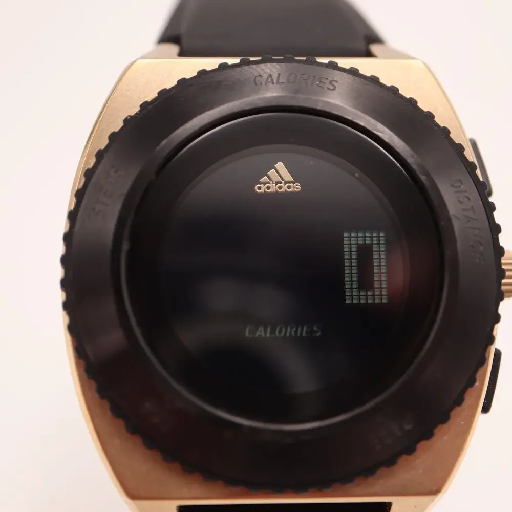 Adidas Sport Mens 42mm Gold Black Tone Digital Watch Running Track w New Battery